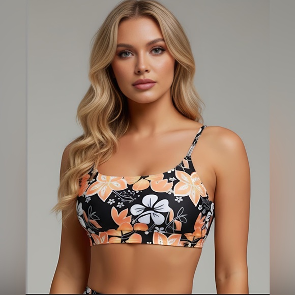 Boho Floral Print High Waist Bikini Swimsuit Bathing Suit - Picture 2 of 8